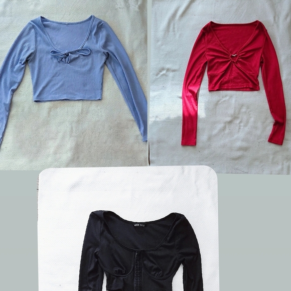 SHEIN Women's Long Sleeve Tops - Blue, Red, Black - Picture 1 of 10
